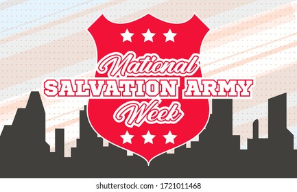 Nadym, Russia -May 03, 2020: NATIONAL SALVATION ARMY WEEK. Second Full Week Of May. This Is International And Humanitarian Movement Provides Disaster Relief And Services Around The World. 