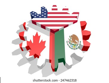 NAFTA North American Free Trade Agreement Members Flags On Gear