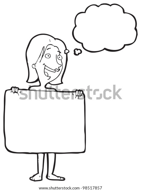 Nude Black And White Cartoons - Naked Woman Behind Towel Cartoon | Transportation, People ...
