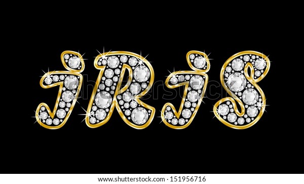 Name Iris Made Shiny Diamonds Style Stock Illustration 151956716