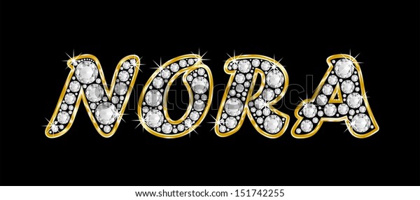 Name Nora Made Shiny Diamonds Style Stock Illustration 151742255