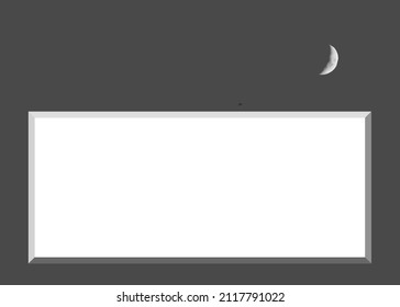 A Name Template With A 3D Rectangle Window For Conferences, Meetings, And Organizations; The Waxing Crescent Moon Taken By The Illustrator Represents Astronomy And Star Gazing Can Easily Be Replaced