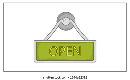 Nameplate Open Icon. Flat Icon. Open Illustration. Drawing.