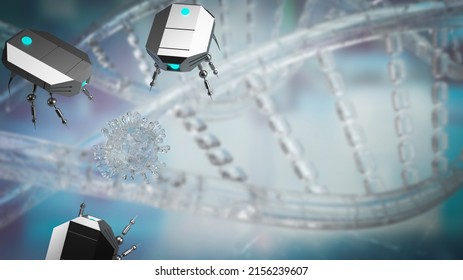 Nano Bot And Virus For Sci Or Technology Concept 3d Rendering