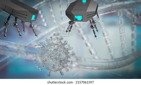 Nano Bot And Virus For Sci Or Technology Concept 3d Rendering