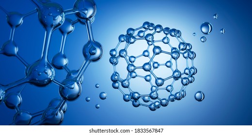 Nano Sphere With Hexagon Grid - Nanotechnology Graphene Molecule - 3D Illustration