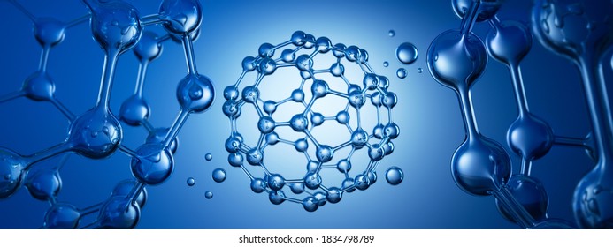 Nano sphere with hexagon grid - nanotechnology graphene molecule - 3D illustration