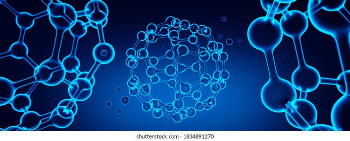 Nano sphere with hexagon grid - nanotechnology graphene molecule - 3D illustration