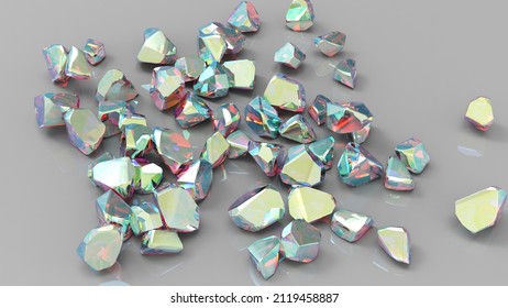 Nanodiamonds, Or Diamond Nanoparticles, 3D Illustration. Diamonds With A Size Below 1 Micrometre. Nanoparticles With High Potential For Medicine, Electronics And Other Industries