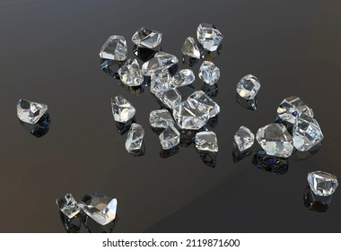 Nanodiamonds, Or Diamond Nanoparticles, 3D Illustration. Diamonds With A Size Below 1 Micrometre. Nanoparticles With High Potential For Medicine, Electronics And Other Industries