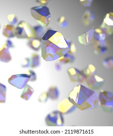 Nanodiamonds, Or Diamond Nanoparticles, 3D Illustration. Diamonds With A Size Below 1 Micrometre. Nanoparticles With High Potential For Medicine, Electronics And Other Industries