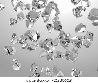 Nanodiamonds, Or Diamond Nanoparticles, 3D Illustration. Diamonds With A Size Below 1 Micrometre. Nanoparticles With High Potential For Medicine, Electronics And Other Industries