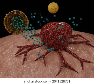 nanodrug delivery system with liposomes encapsulation cancer cell targeting 3d rendering