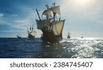 The NAO VICTORIA is the flag ship of the MAGELLAN armada. 
A scientific 3D-reconstruction of a spanish galleon fleet 
in the beginning of the 16th century. sails ahead of the global circumnavigational