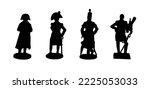 Napoleon Bonaparte, Horatio Nelson, English officer and French dragoon. Historical figures. Silhouette drawing.