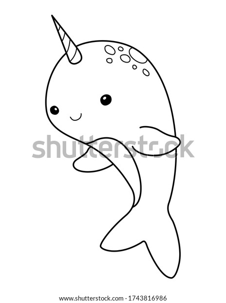 Narwhal Coloring Page Kids Stock Illustration 1743816986