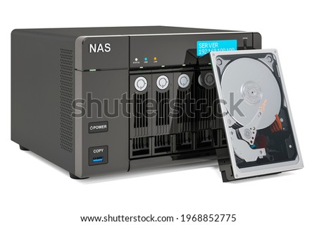 NAS with HDD Hard Disk Devices, 3D rendering isolated on white background Zdjęcia stock © 