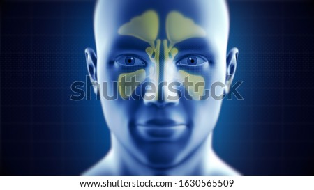 Nasal Sinus Infection Cured by Medicine. Frontal, Ethmoidal, Sphenoidal and Maxillary Sinuses. Sinusitis. 3D Illustration. Stock photo © 