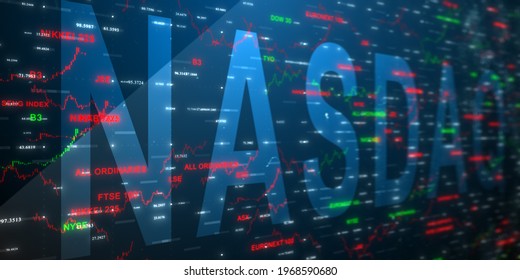 Nasdaq Stock Market is an American stock exchange based in New York City - 3D illustration rendering