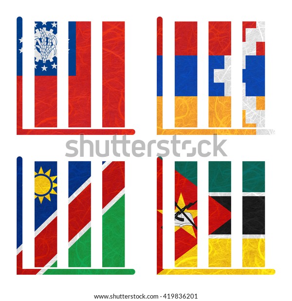 Nation Flag Bookshelf Recycled Paper On Stock Illustration 419836201
