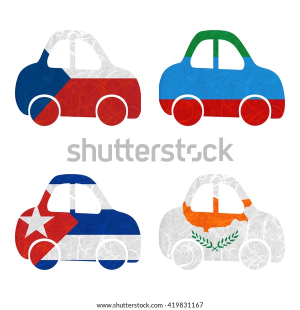 Nation Flag. Car recycled\
paper on white background. ( Cuba , Cyprus , Czech Republic ,\
Dagestan )