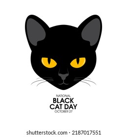 National Black Cat Day illustration. Black cat head with yellow eyes icon isolated on a white background. October 27. Important day - Powered by Shutterstock