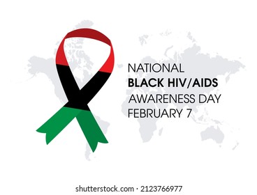 National Black HIV AIDS Awareness Day Illustration. HIV Awareness Ribbon With Pan-African Colors Icon. February 7. Important Day