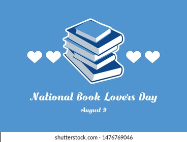 National Book Lovers Day illustration. Stack of books illustration. Blue books icon. National Book Lovers Day Poster, August 9. Important day - Powered by Shutterstock