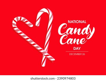 National Candy Cane Day poster illustration. Candy cane in heart shape icon isolated on a red background. Sweet christmas symbol. December 26 every year - Powered by Shutterstock