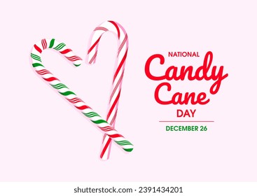 National Candy Cane Day poster illustration. Candy cane in heart shape icon isolated on a pink background. Sweet christmas symbol. December 26 every year - Powered by Shutterstock