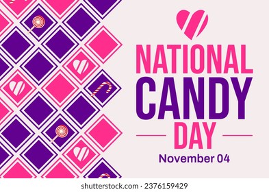 National Candy Day wallpaper with candies, shapes and typography on the side. Colorful candy day backdrop - Powered by Shutterstock