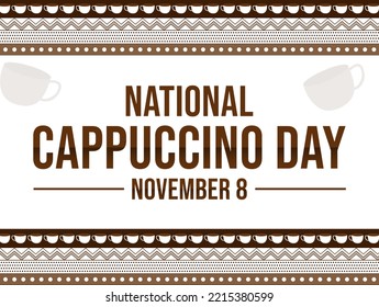 National Cappuccino Day Wallpaper With Typography And Traditional Border Design. Cappuccino Day Backdrop