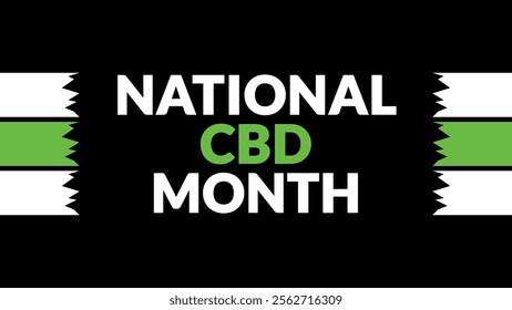 National CBD Month text with side lines on a black background. Which is observed every year in January to celebrate National CBD Month - Powered by Shutterstock