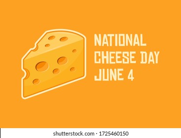 National Cheese Day illustration. Piece of cheese illustration. Cheese icon isolated on a yellow background. Cheese Day Poster, June 4. Important day - Powered by Shutterstock