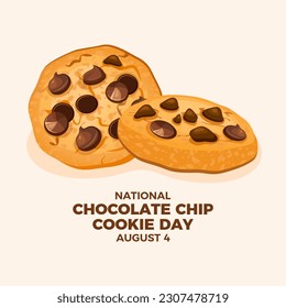 National Chocolate Chip Cookie Day illustration. Sweet round cookies with chocolate chip icon. August 4. Important day - Powered by Shutterstock