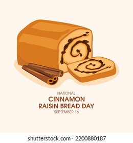 National Cinnamon Raisin Bread Day Illustration. Sweet Bread With Cinnamon And Raisins Icon. September 16. Important Day