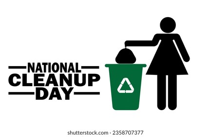 National Cleanup Day. illustration of a woman throwing garbage into a trash can. Suitable for greeting card, poster and banner - Powered by Shutterstock