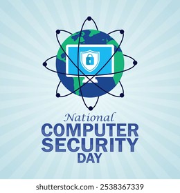 National Computer Security Day. Holiday concept. Template for background, banner, card, poster with text inscription. Modern illustration