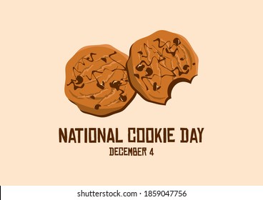 National Cookie Day illustration. Delicious chocolate chip cookie icon. Bitten chocolate Cookies icon. Biscuit with chocolate icing illustration. Cookie Day Poster, December 4. Important day - Powered by Shutterstock