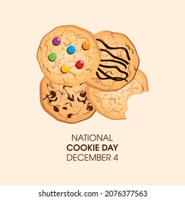 National Cookie Day Illustration. Sweet Cookies Icon Set. Cookie Day Poster, December 4. Important Day