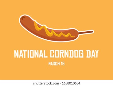 National Corndog Day illustration. Corn dog with mustard icon. American delicacy illustration. Corndog Day Poster, March 16. Important day - Powered by Shutterstock