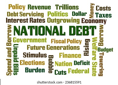 National Debt Word Cloud On White Background