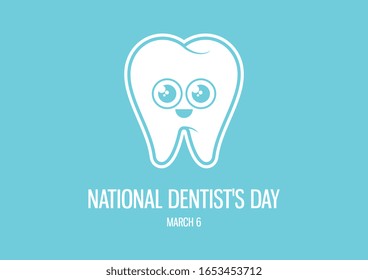 National Dentist's Day illustration. White tooth cartoon. Healthy tooth icon. Smiling tooth illustration. March 6, National Dentists Day. Important day - Powered by Shutterstock