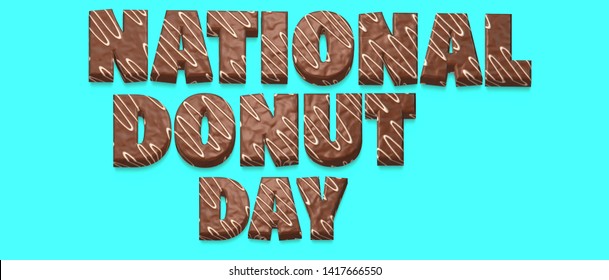 "National Donut Day" lettering illustration on blue background, national food awareness day, celebrated on first Friday of June - Powered by Shutterstock