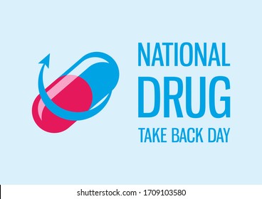 National Drug Take Back Day Illustration. Blue-pink Pill Icon. Returned Drug Illustration. Expired Prescription Drugs Poster. Important Day