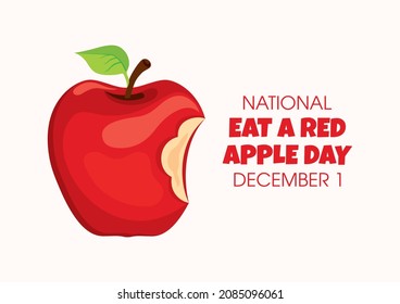 National Eat a Red Apple Day illustration. Bitten red apple icon. Eat a Red Apple Day Poster, December 1. Important day - Powered by Shutterstock