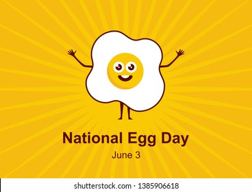 National Egg Day illustration. Fried egg cartoon character. Happy egg icon. Cheerful egg cartoon character. Important day - Powered by Shutterstock