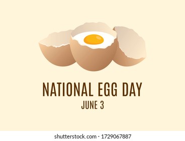 National Egg Day illustration. Raw egg in shell illustration. Egg icon. Broken eggs cracked open eggshell illustration. Egg Day Poster, June 3. Important day - Powered by Shutterstock