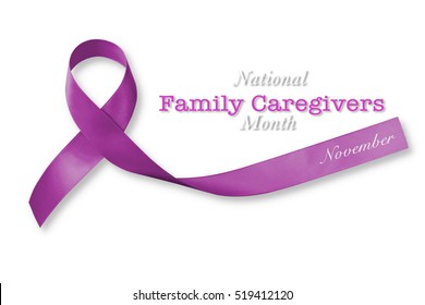 National family caregivers month in November with plum purple ribbon awareness. Bow isolated on white background (clipping path) - Powered by Shutterstock