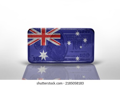 National Flag Of Australia On The Dollar Money Banknote On The White Background .3d Illustration